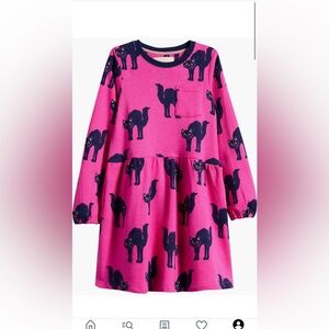 NWOT Mini Boden Pink Cat Print Dress 2/3